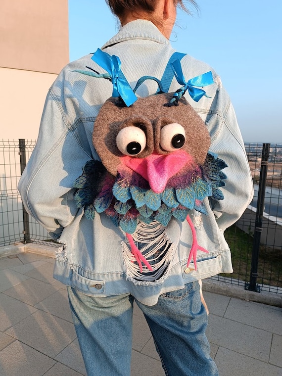 Felted Wool Backpack - Handmade Artistic Rucksack - Unique  display picture 2