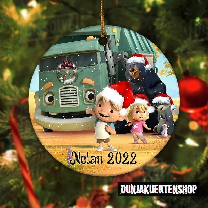 Personalized Trash Truck Ceramic Ornament