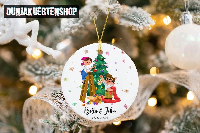 Personalized Carl And Ellie Ceramic Ornament