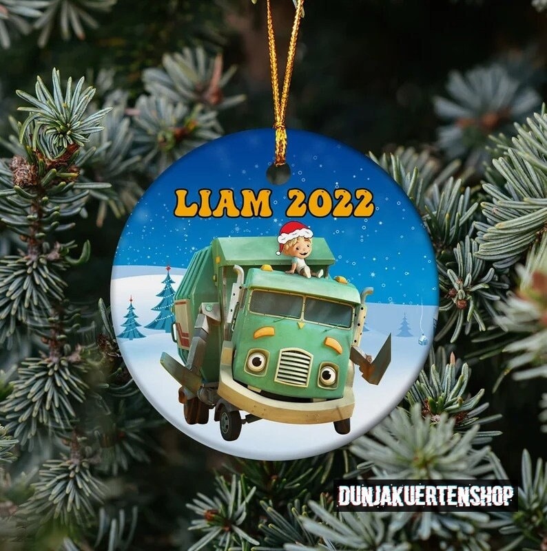 Personalized Trash Truck Ceramic Ornament