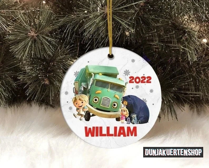 Discover Personalized Trash Truck Ceramic Ornament