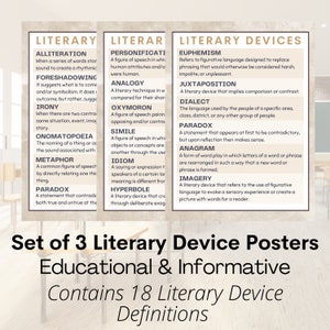 Literary Device Poster Set 3 ELA English Language Arts Classroom Decor Middle High School Teacher Resources Digital Download