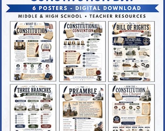 Constitution Day Poster Set 6 | Constitution Day September 17 Classroom Decor Civics US History Print