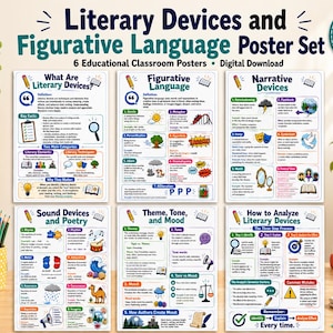 Set di 6 poster su figure retoriche e linguaggio figurato per la classe di inglese (scuola media e superiore) - Risorse digitali per insegnanti - Download