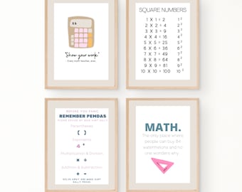 Mathe Poster Set 4 Brüche PEMDAS Lernmittel Klassenzimmer Dekor Mittelschule Lehrer Ressourcen Digitaler Download