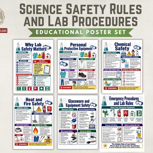 Lab Safety Rules Posters - Etsy
