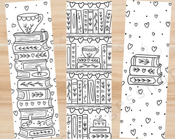 Marque-pages à colorier romantiques pour enfants et adultes, signets imprimables pour la Saint-Valentin à colorier, signets à colorier pour la Saint-Valentin