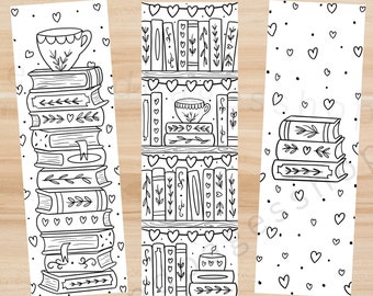 Printable Romance Coloring Bookmarks for Kids and Adults, Printable Bookmarks to Color, Reading Coloring Bookmarks