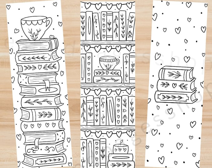 Printable Romance Coloring Bookmarks for Kids and Adults, Valentines Printable Bookmarks to Color, Valentines Day Bookmarks Coloring