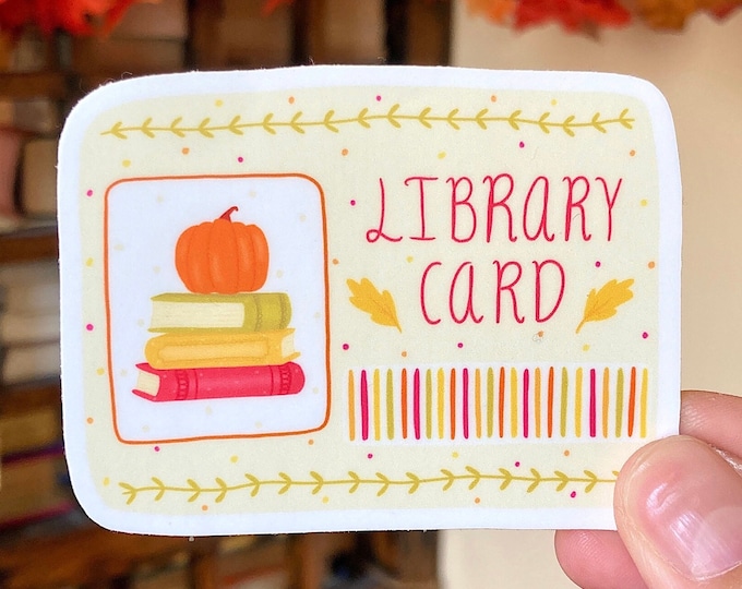 Fall Library Card Sticker