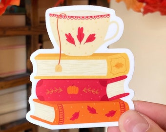 Fall Books and Tea Sticker