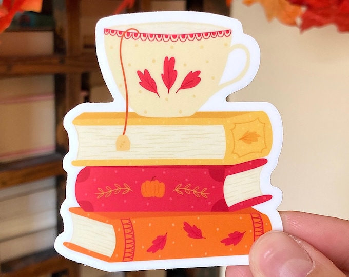 Fall Books and Tea Sticker