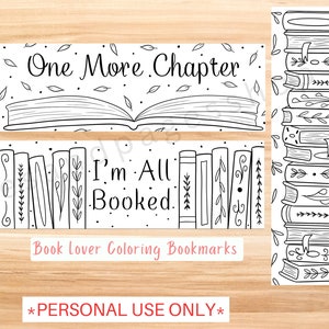 Marque-pages à colorier pour les amoureux des livres, pour enfants et adultes ; marque-pages de lecture à imprimer ; marque-page en forme de pile de livres ; marque-pages à imprimer ; passionné de lecture
