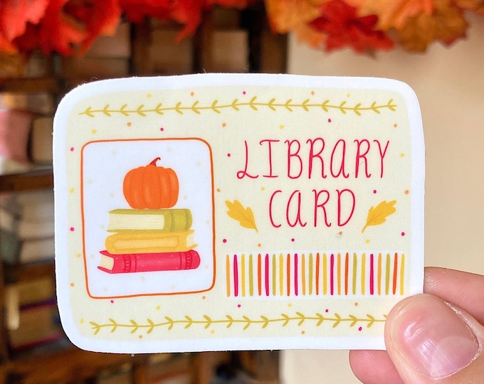 Fall Library Card Sticker
