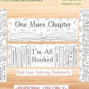 Books and Reading Printable Coloring Bookmarks for Kids and Adults, Reading Coloring Bookmarks for Adults, Coloring Bookmarks for Spring