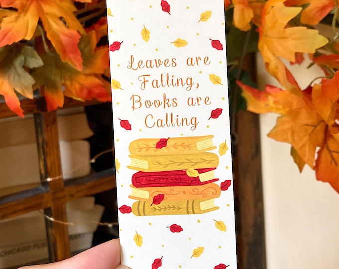 Falling Leaves and Books Fall Bookmark