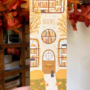 Fall Cat Bookstore Bookmark, Bookshop Fall Bookmark, Spooky Black Cat Bookmark, Fall Cat Bookmark, Fall Bookshop Bookmark, Summerween