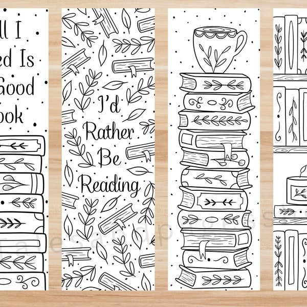 Printable Halloween Coloring Bookmarks Set of 8 PDF Instant Digital ...