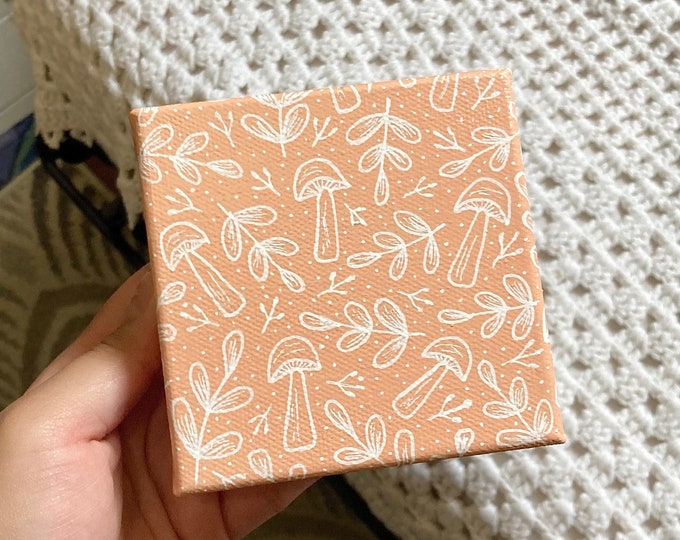 4x4 inches Coral Mushroom Painting