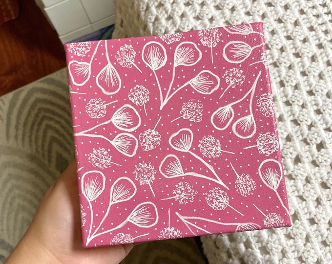 6x6 inches Pink Floral Painting