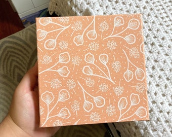 6x6 inches Coral Floral Painting