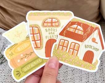 Birdhouse Bookshop Sticker, Plants and Bookstore Sticker, Spring Bookstack Sticker