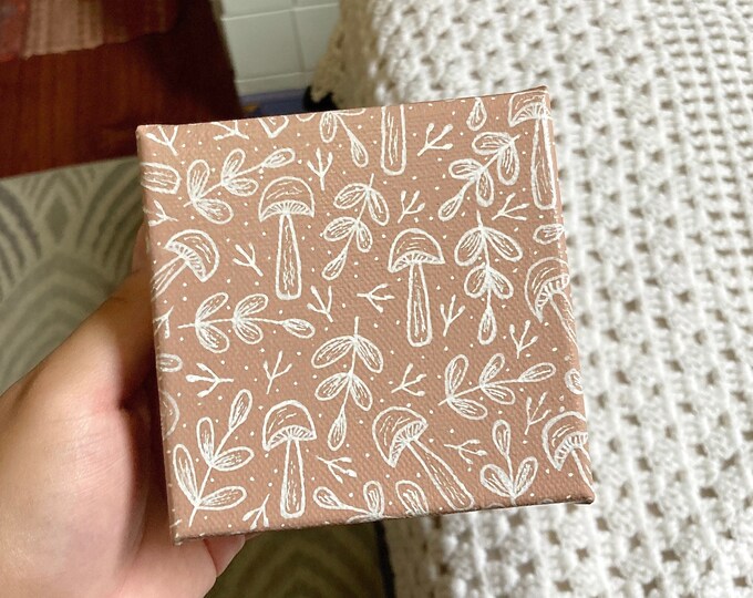 4x4 inches Light Brown Mushroom Painting
