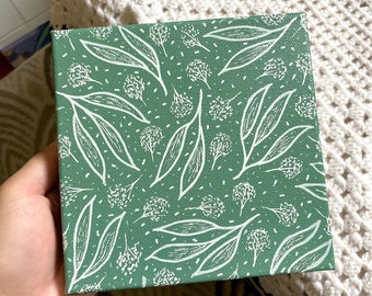6x6 inches Dark Sage Floral Painting