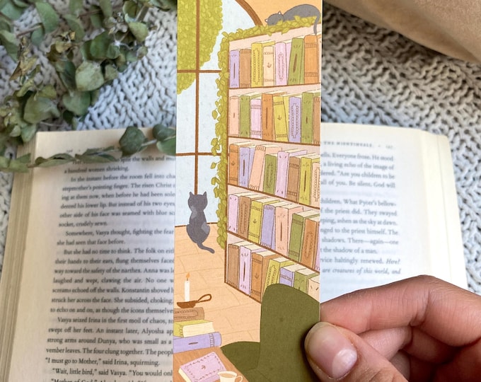 Library Bookmark with Black Cats