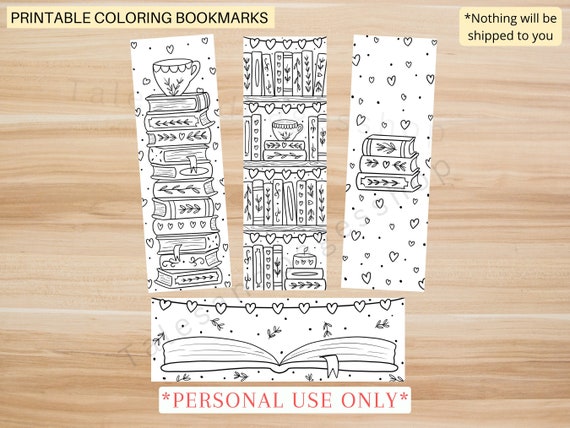 Printable Romance Coloring Bookmarks for Kids and Adults, Valentines Printable Bookmarks to Color, Valentines Day Bookmarks Coloring