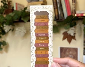Cat and Books Bookmark