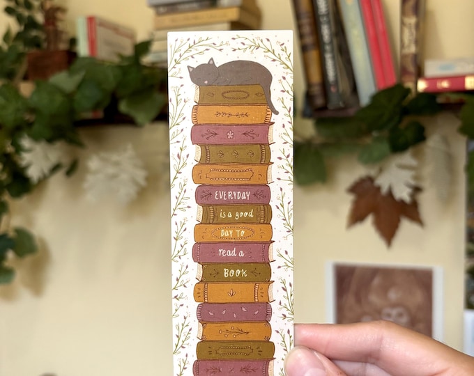 Cat and Books Bookmark