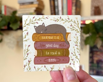 Cat and Books Magnet