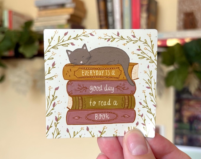 Cat and Books Magnet