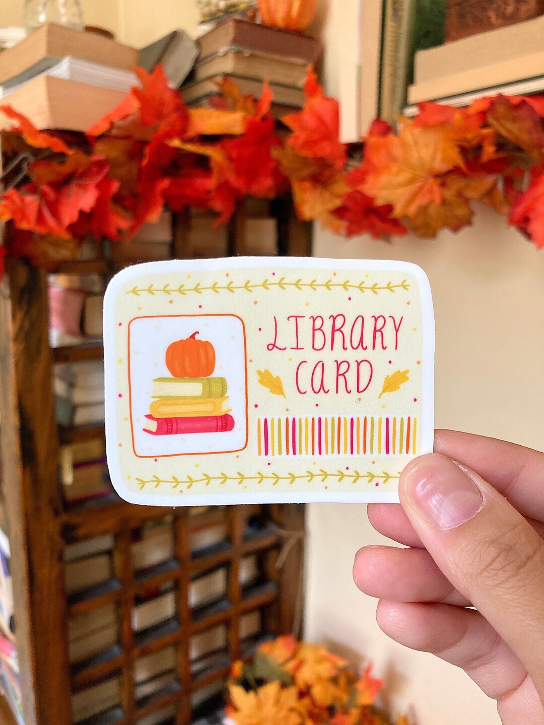 Fall Library Card Sticker, Fall Library Sticker, Librarian Sticker ...