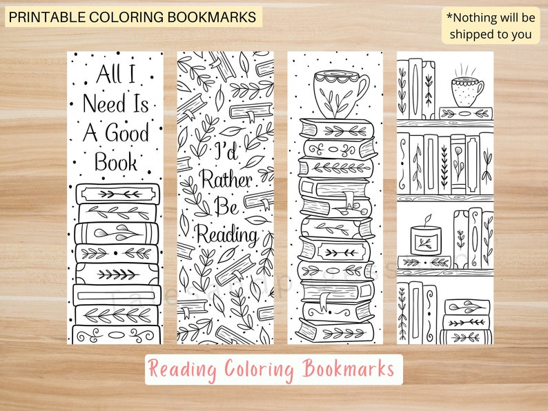 Reading Printable Coloring Bookmarks for Adults and Kids - Etsy