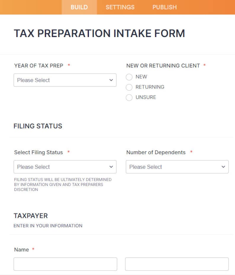 Jotform Tax Client Intake Template With Conditional Logic Etsy Jotform Tax Client Intake Template With Conditional Logic Etsy