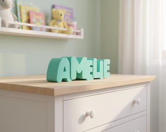 STL file, Personalized piggy bank, Name: Amelie, 3D print template, Gift for birth & christening, Money box with name