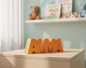 STL file, Personalized piggy bank, Name: Alma, 3D print template, Gift for birth & christening, Money box with name