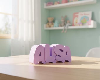 STL file, Personalized piggy bank, Name: Alisa, 3D print template, Gift for birth & christening, Money box with name