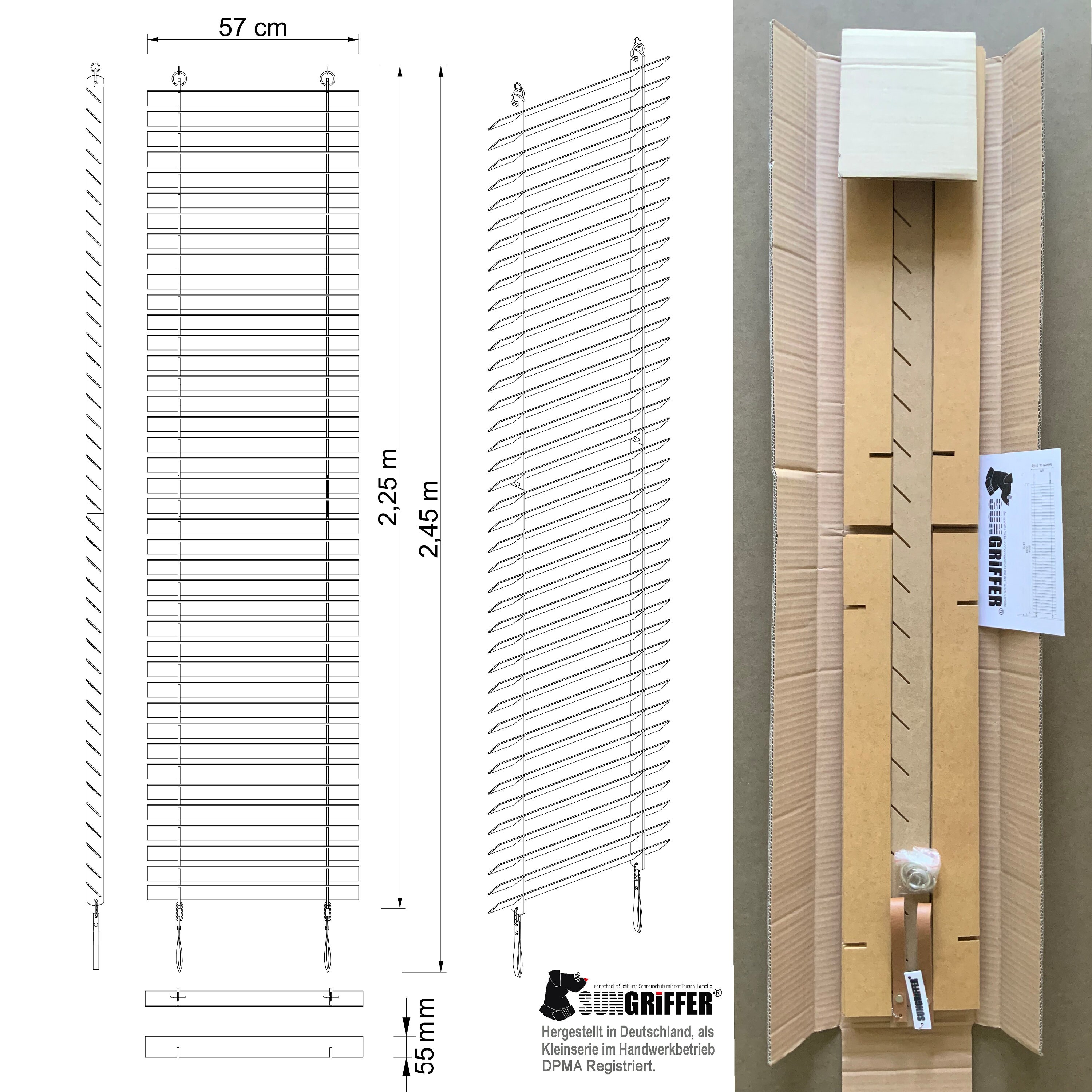Sungriffer NATURE Country House Blinds/1 X Slats Sun Protection or Room  Divider Made of HDF Wood/simply Attach for Curtain Rail or Rod. -  Hong  Kong