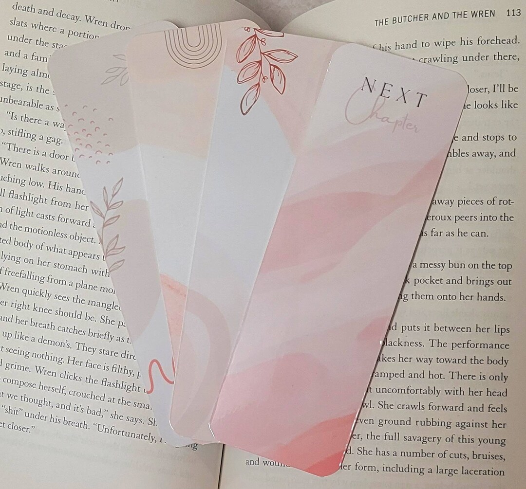 Pink Color Bookmark Boho Bookmark Set: Laminated Pink Bookmarks - Etsy