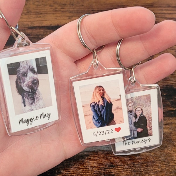 Personalized Captioned Photo Keychain • keychain • personalized gift • girlfriend • boyfriend • photo • keychain photo • captioned