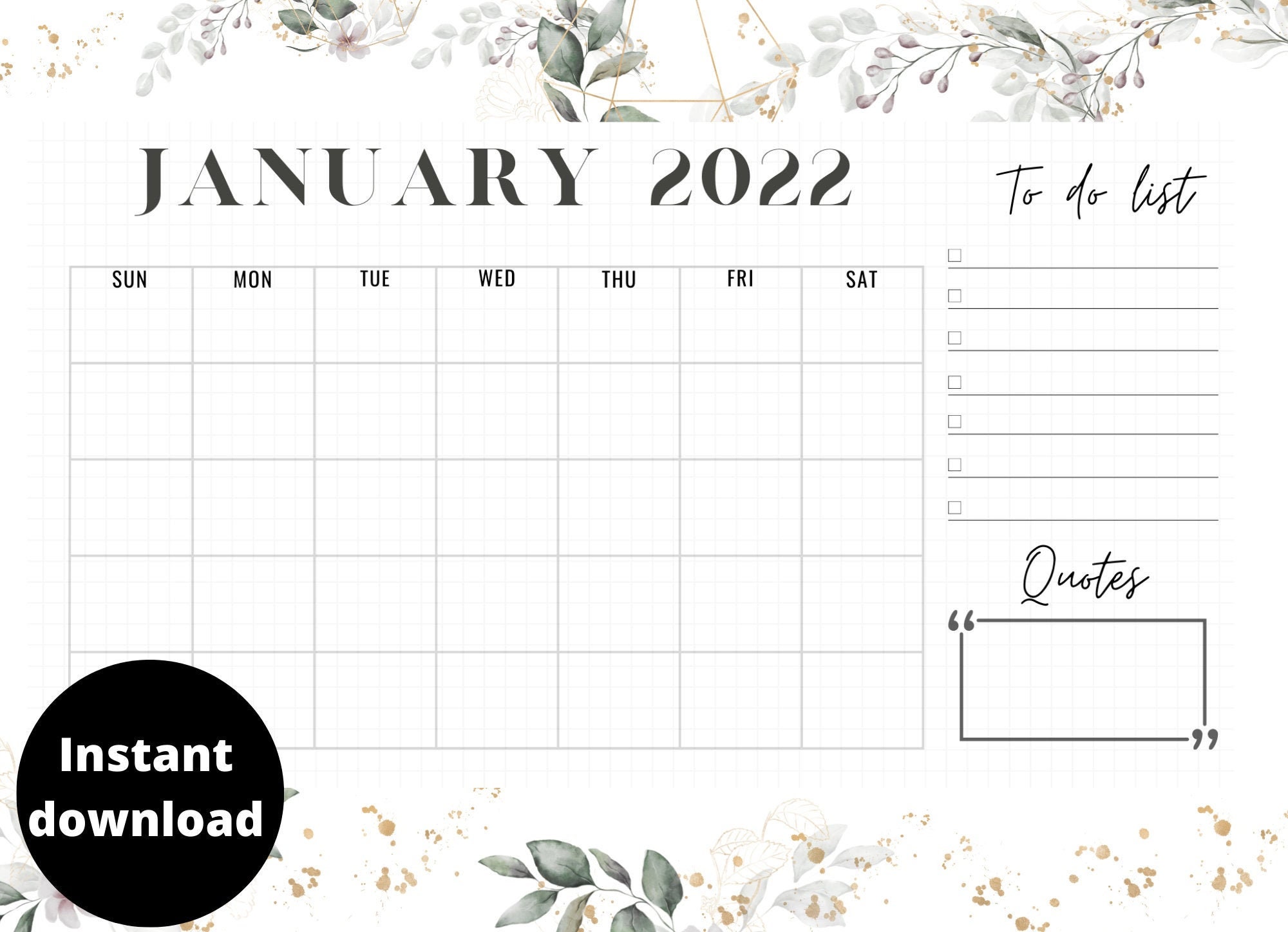 printable monthly calendar undated monthly calendar template etsy