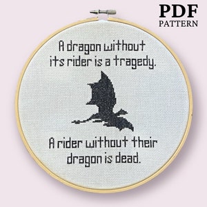 PDF ONLY - A Dragon Without Its Rider - Cross Stitch Pattern - Digital Download - Fourth Wing - The Empyrean - Rebecca Yarros