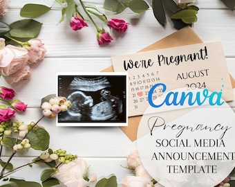 Baby Announcement | Gender Neutral Template | Social Media Reveal | Pregnancy Reveal | Calendar Pregnancy Announcement Digital