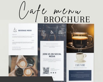 Editable Cafe Menu Template | Minimalist Coffee Menu | Café Menu | Bakery Price List | Editable Canva Dessert Menu Template | Coffee Shop