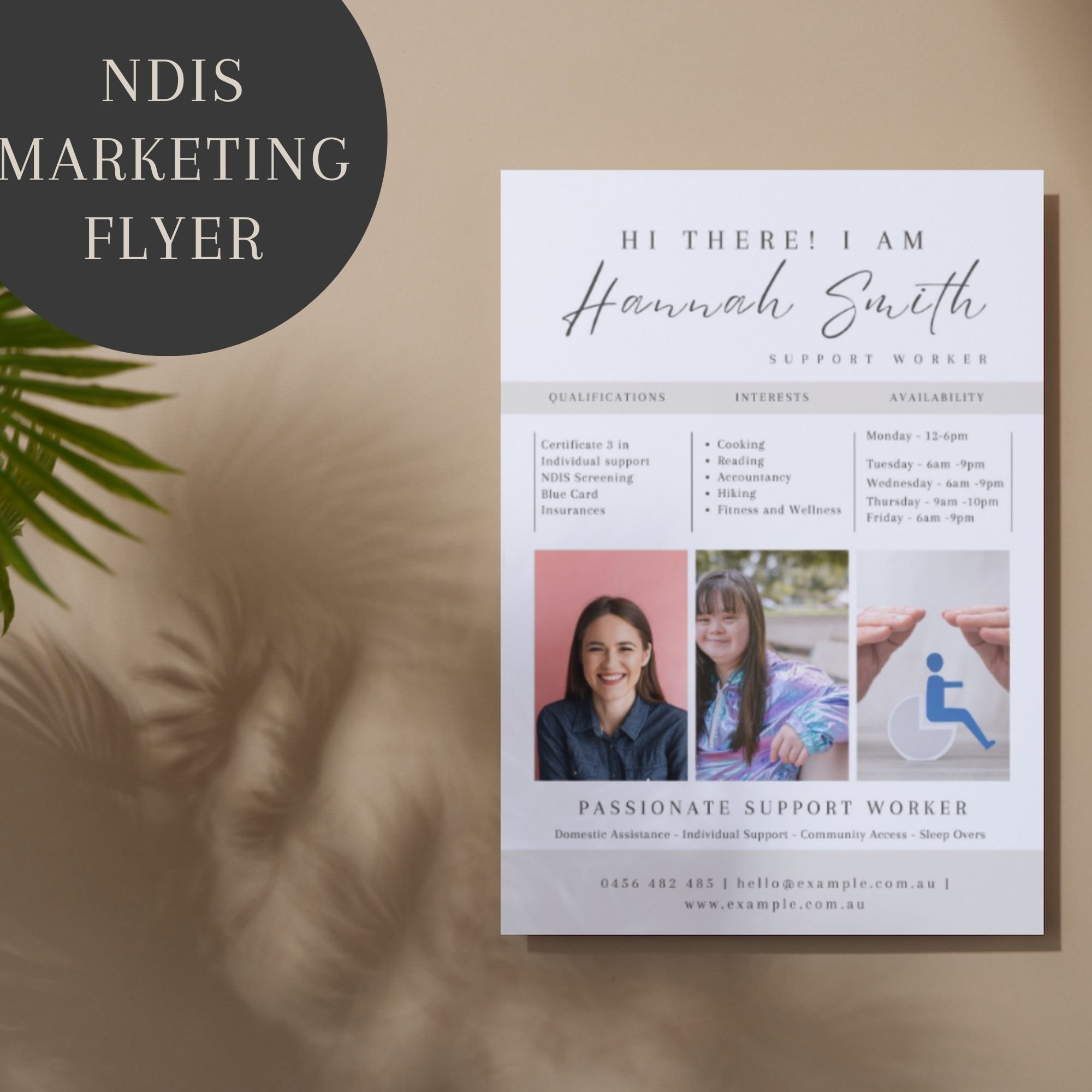 Support Worker Flyer NDIS Business Bundle Business Support Work Agency Canva Template for ...