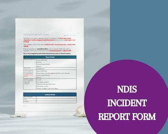 Incident Report Form NDIS business support work agency Word document template providers | Participant |Digital download | Editable