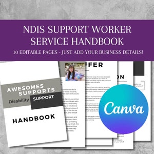 NDIS business service handbook disability support participant bold modern design | NDIS service | for Support worker or agency
